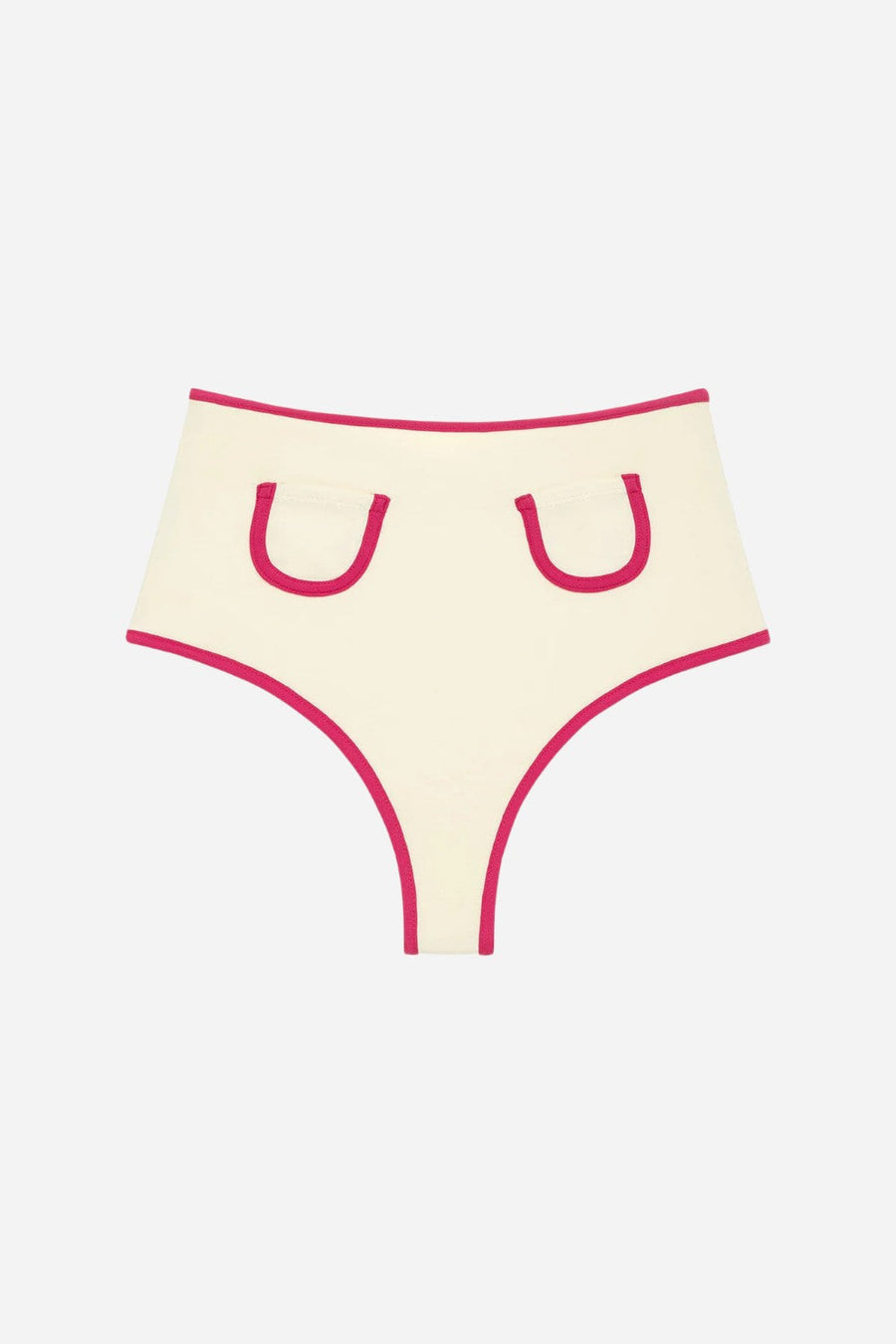Montce Cream Raspberry Binded Polly Bikini Bottom – front view