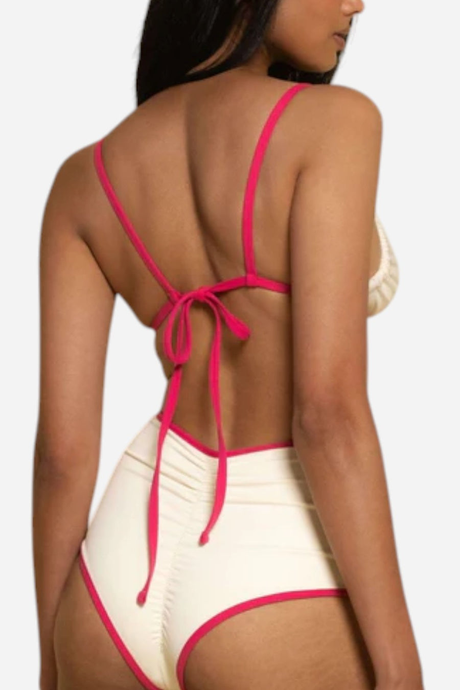 Montce Cream Raspberry Binded Polly Bikini Bottom – side view