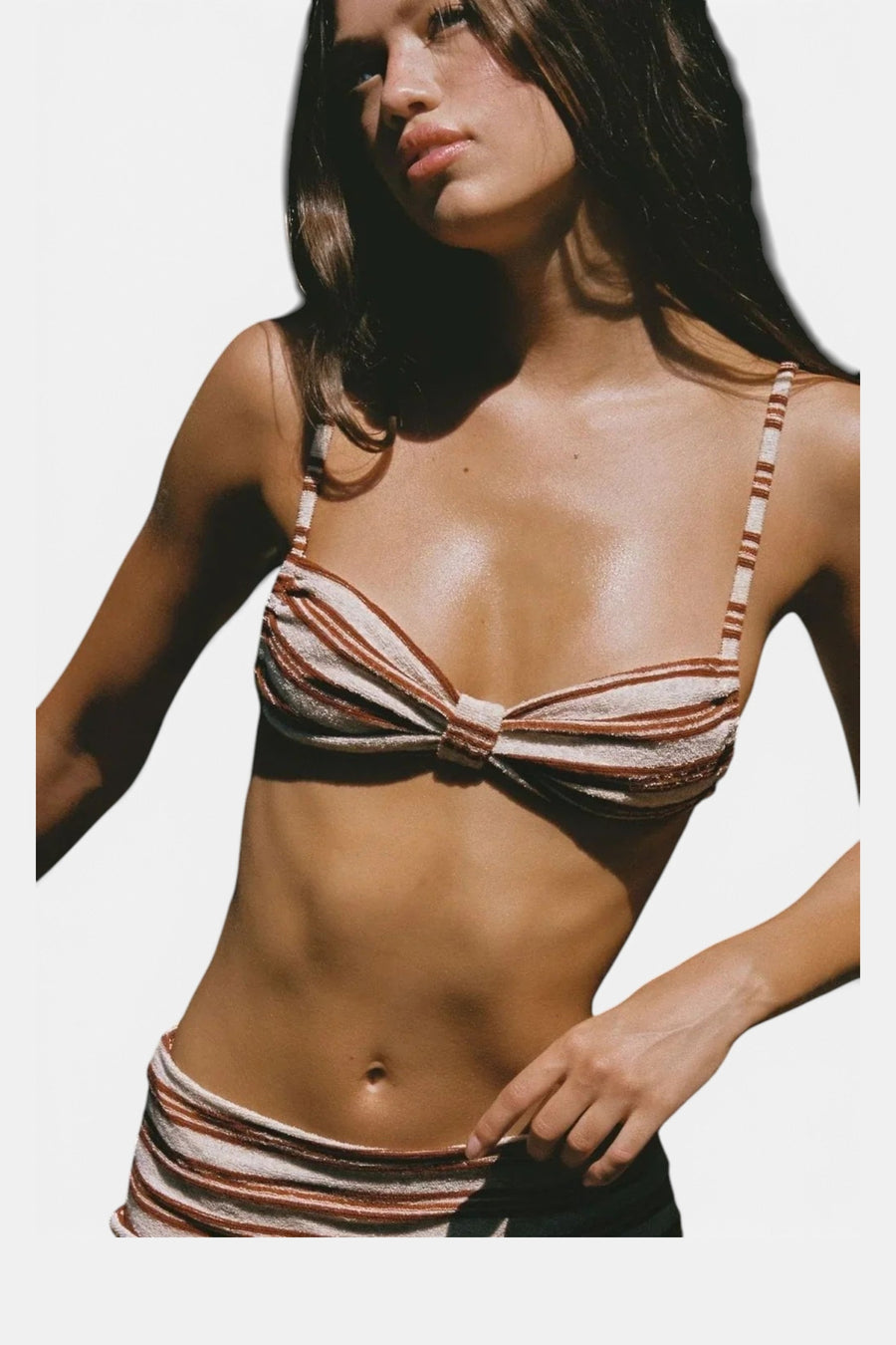 Montce Devin Bikini Top in Joan Stripe – on model