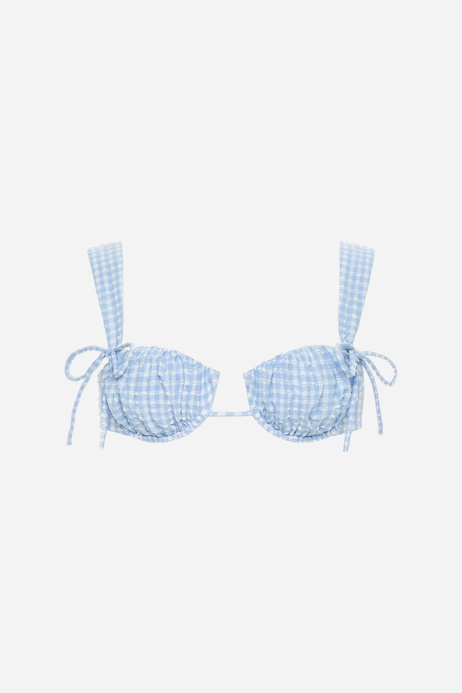Montce Peri Micro Gingham Petal (Wide Straps) Bikini Top – front view