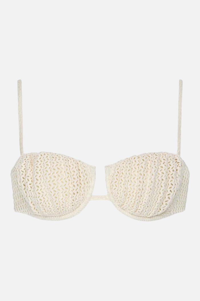 Montce Petal Bikini Top in Bone Crochet – back view