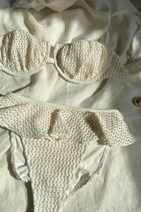 Montce Petal Bikini Top in Bone Crochet – detail