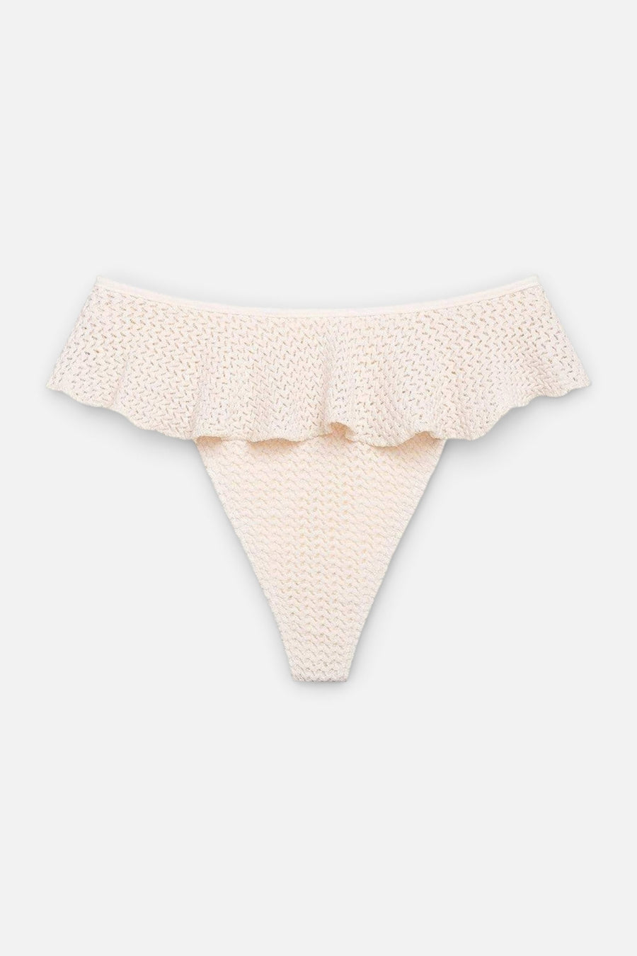 Montce Tamarindo Ruffle Bikini Bottom in Bone Crochet – side view