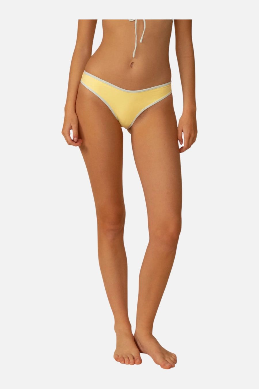 Montce Women's Binded Lulu Bikini Bottom in Sunshine – on model