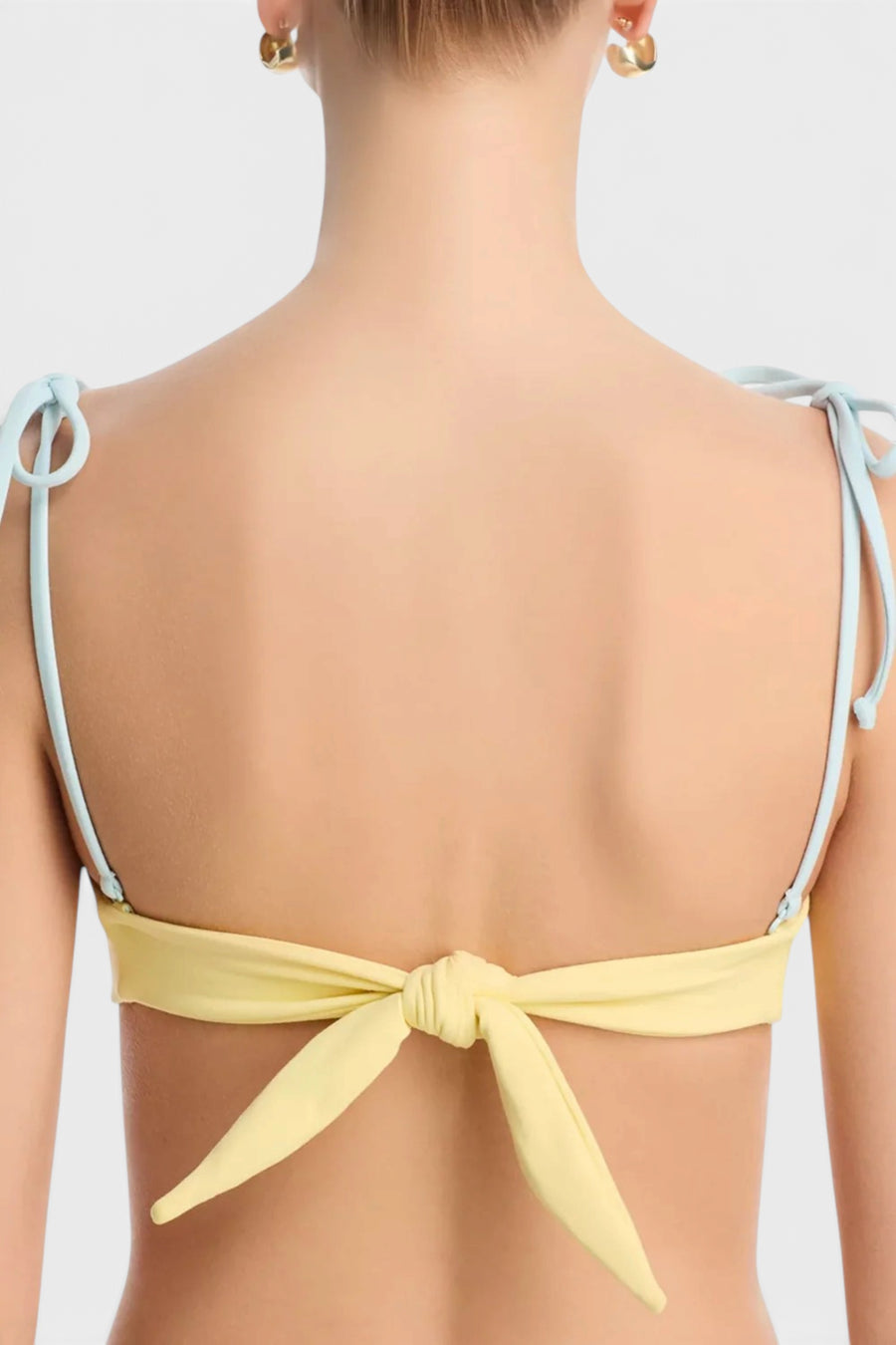 Montce Women's Binded Tori Ties Bandeau Bikini Top in Sunshine – detail