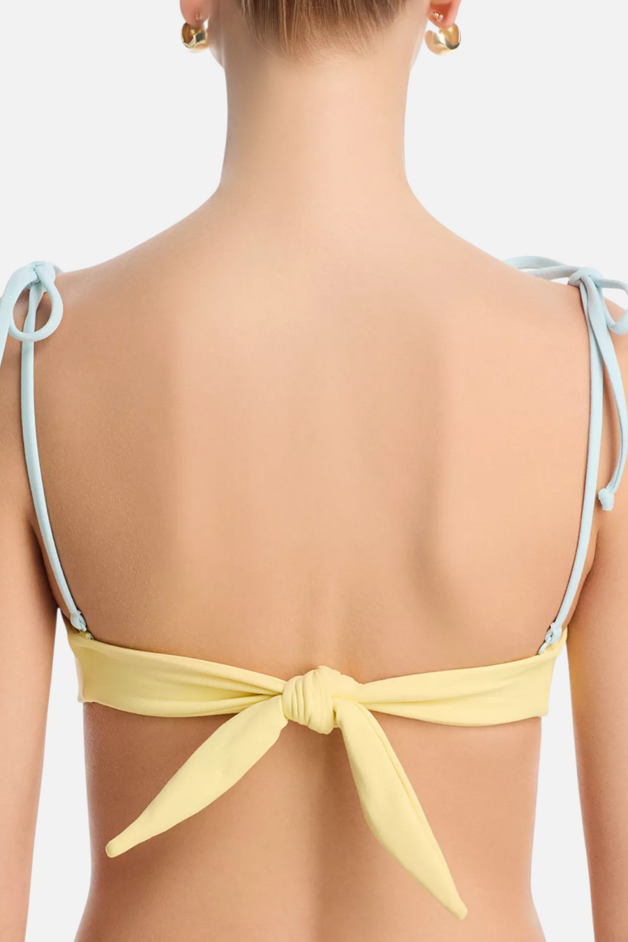 Montce Women's Binded Tori Ties Bandeau Bikini Top in Sunshine – detail