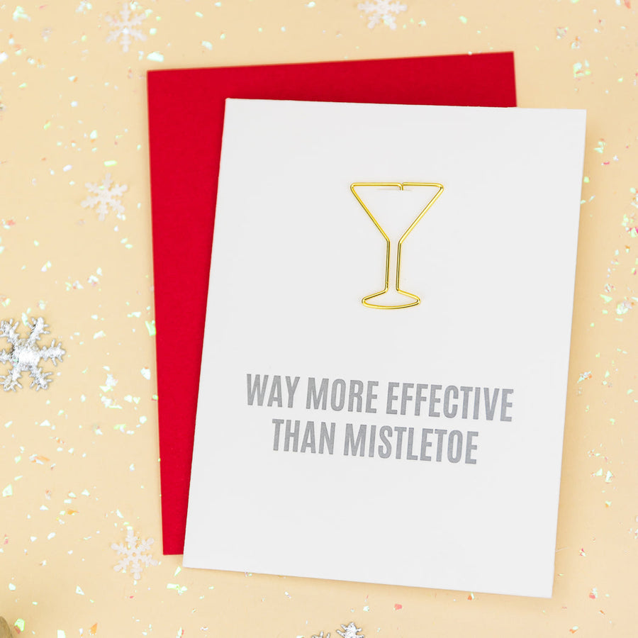 More Effective Than Mistletoe Paper Clip Letterpress Card – back view