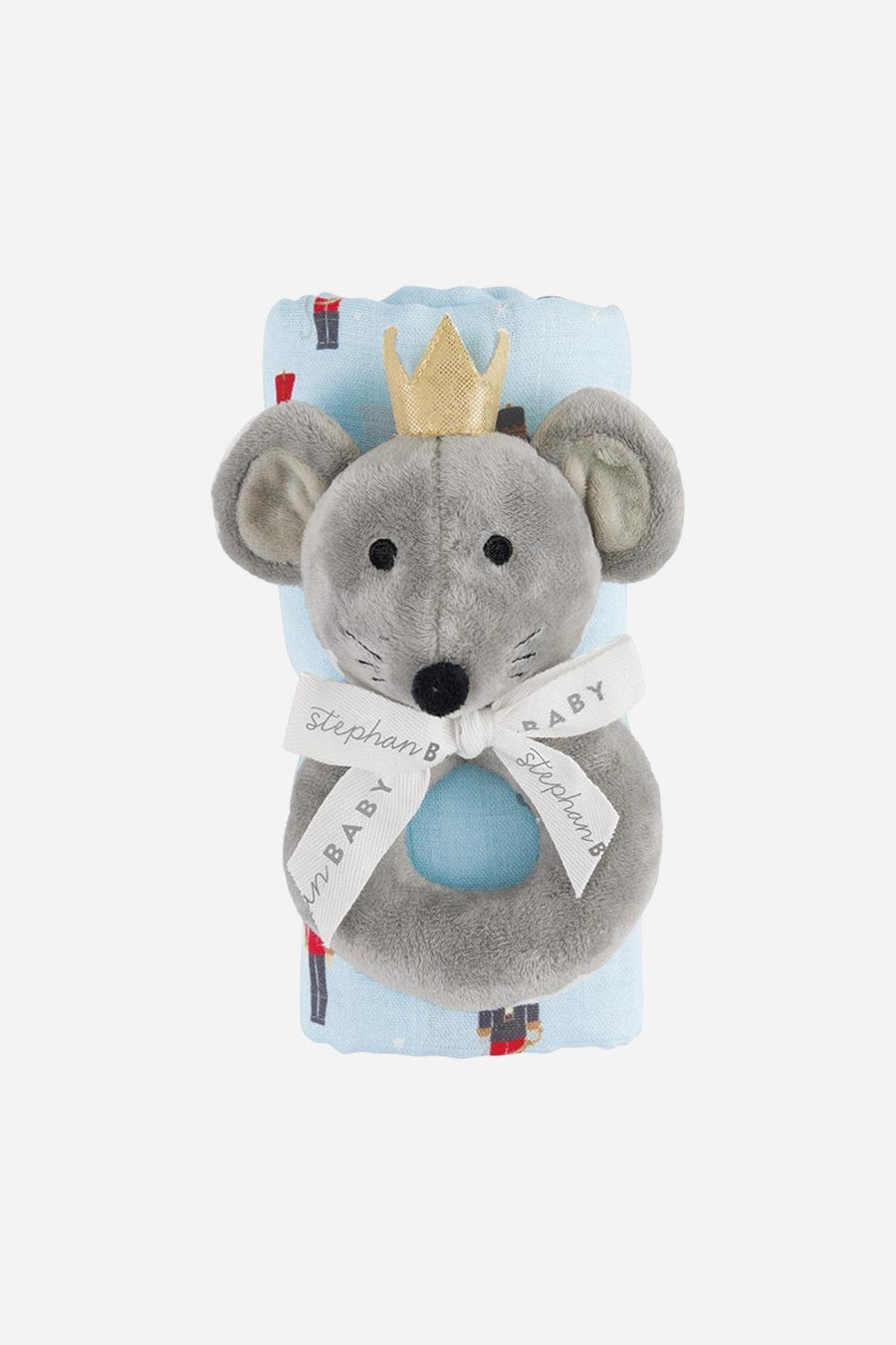 Mouse King Baby Swaddle with Plush Rattle – front view