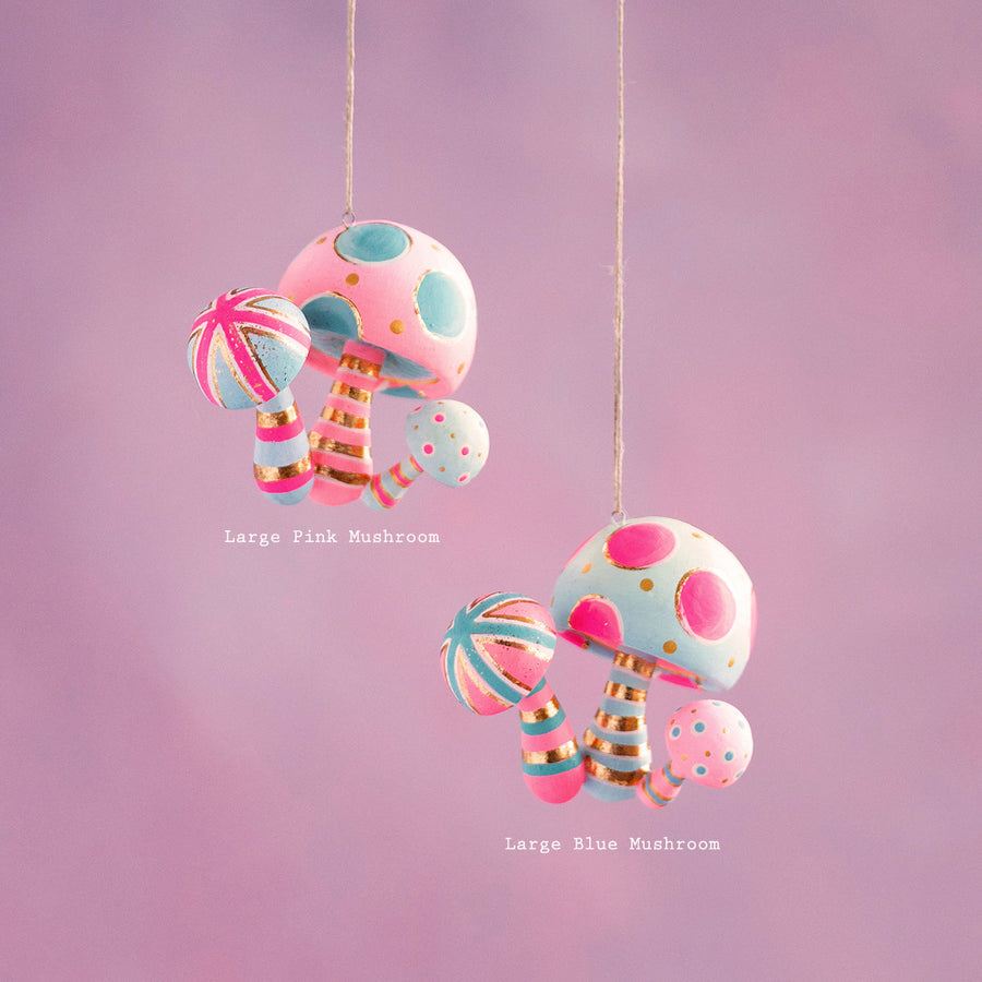 Mushroom Ornament in Blue – back view