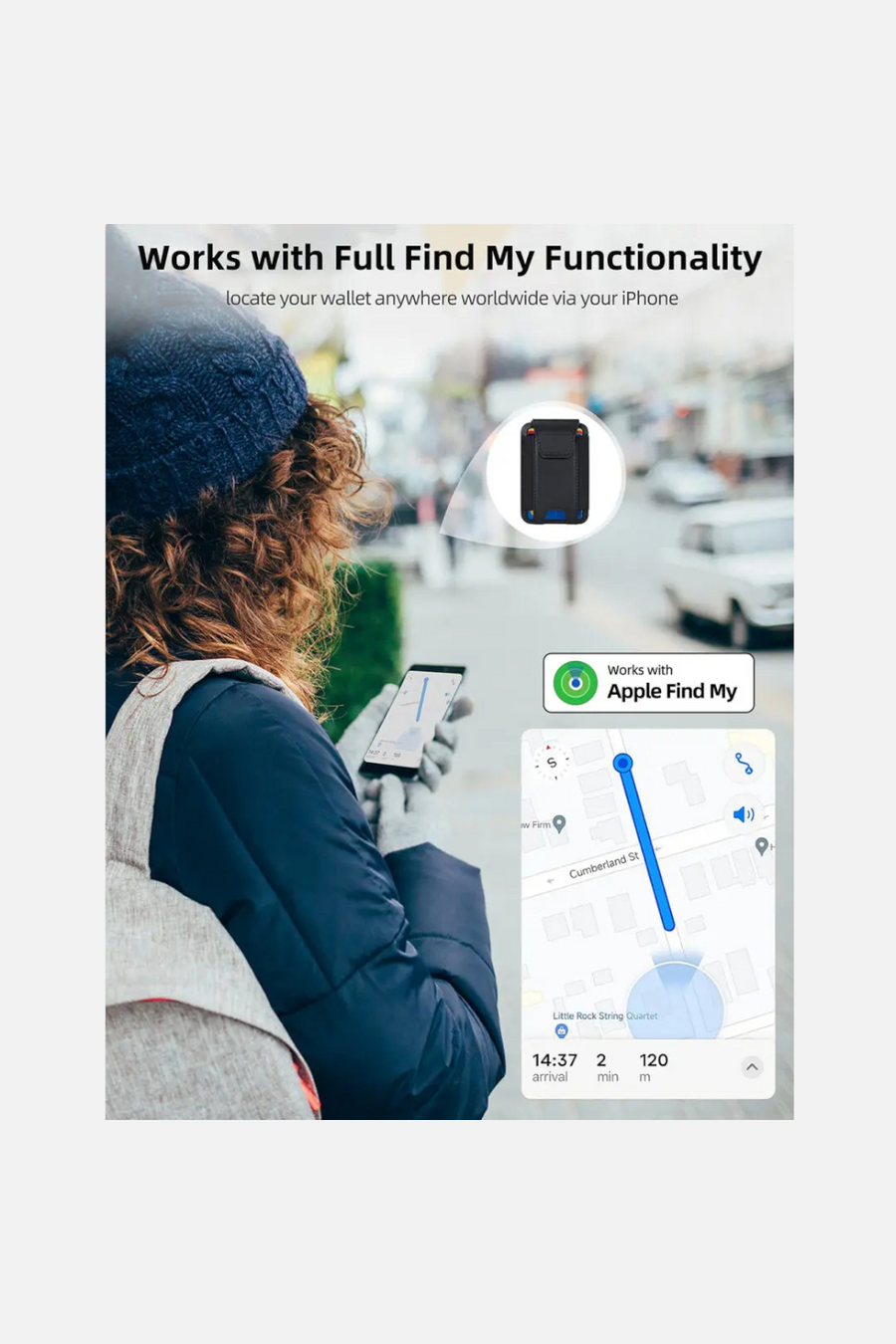 Phunkee Tree Leather Magnetic Wallet & Tracker with Apple Find My