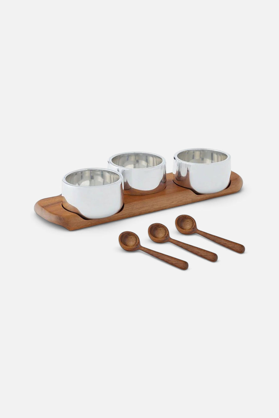 Nambé Classic Triple Condiment Holder – front view