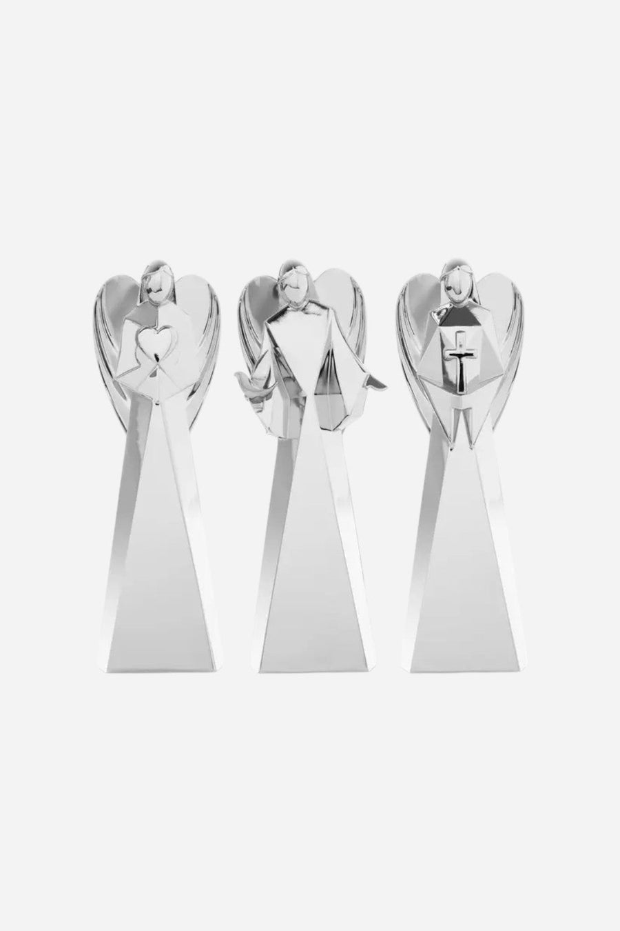 Nambe Faith, Love & Peace Angel Figurines – front view