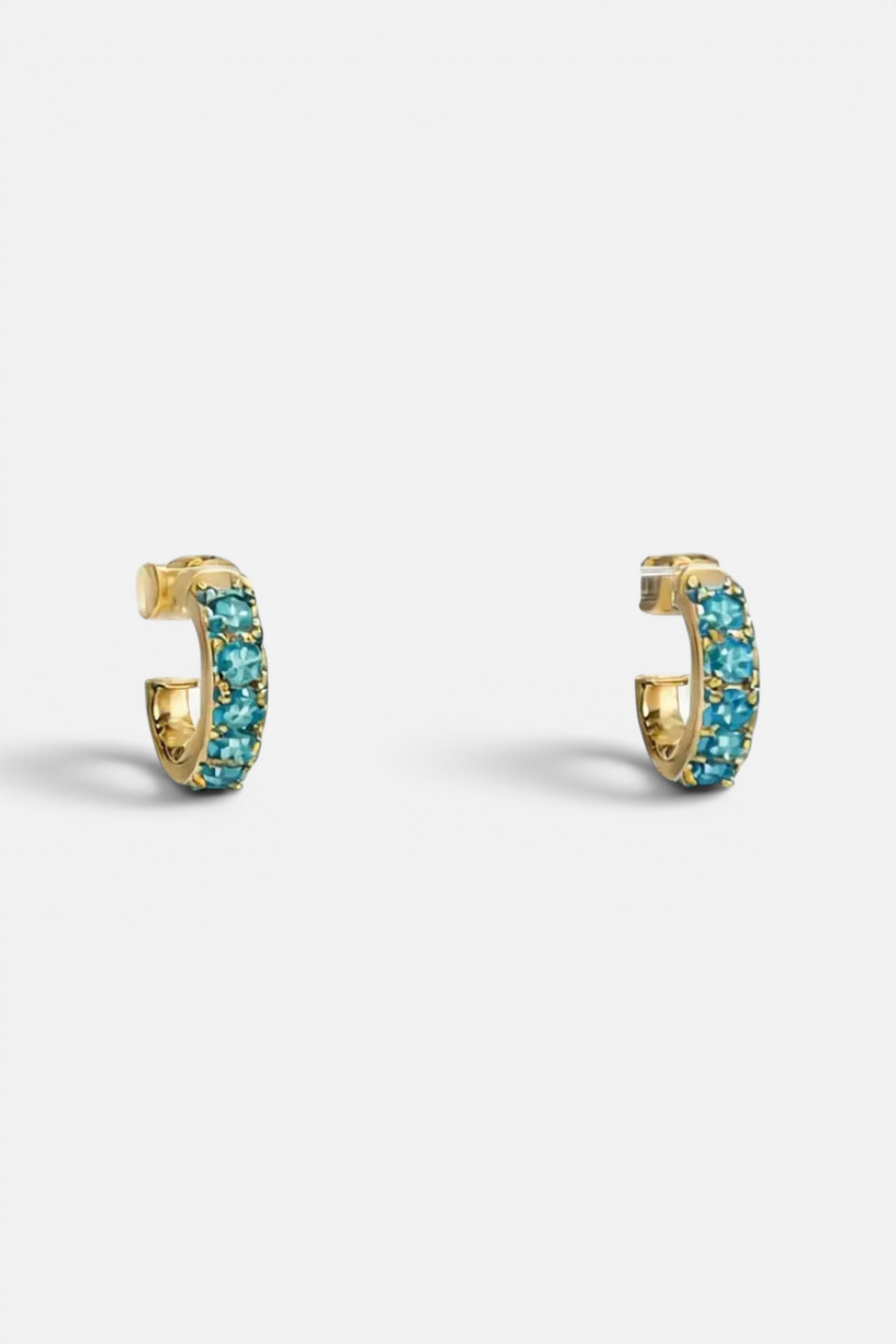 Native Gem Alchemy Mini Hoops in Aqua – front view