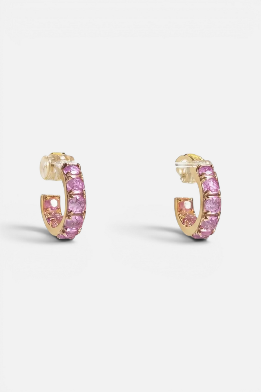 Native Gem Alchemy Mini Hoops in Pink – front view