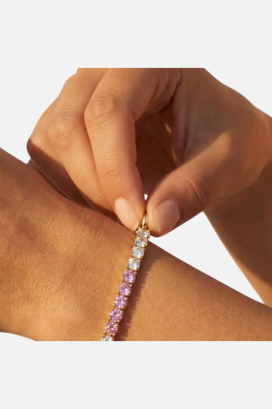 Native Gem Alchemy Tennis Bracelet in Pink – detail