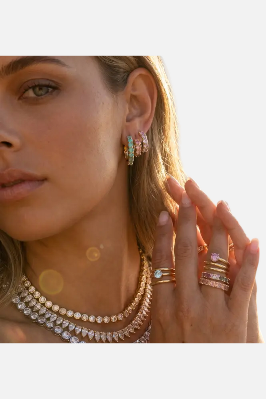 Native Gem Manifestation Spiral Ring in Aqua – detail