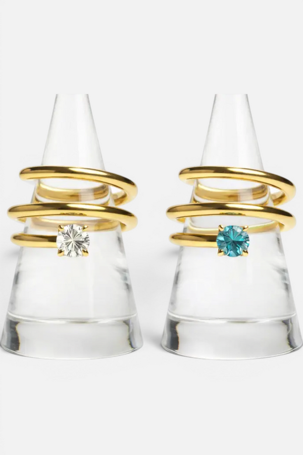 Native Gem Manifestation Spiral Ring in Aqua