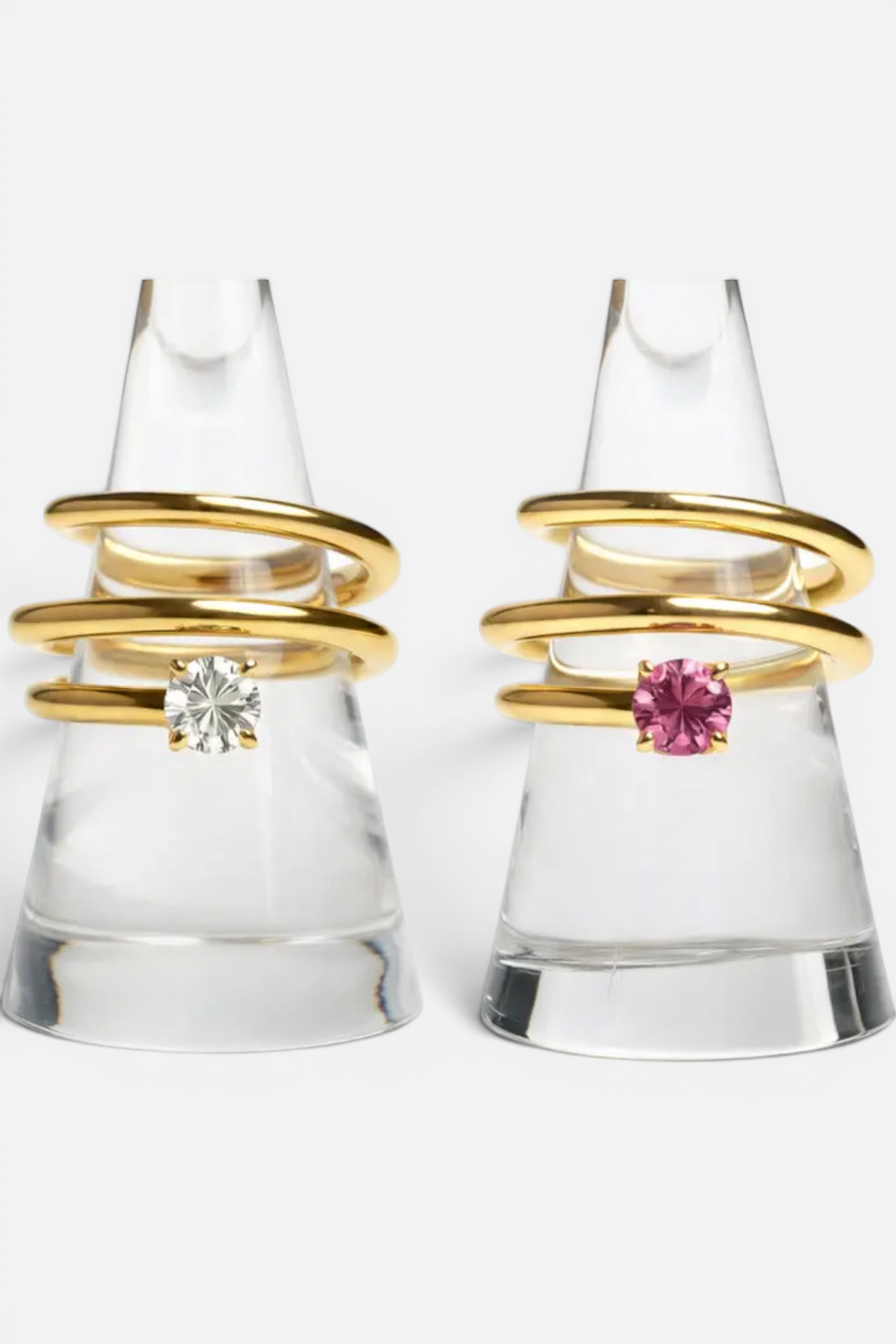 Native Gem Manifestation Spiral Ring in Pink – front view