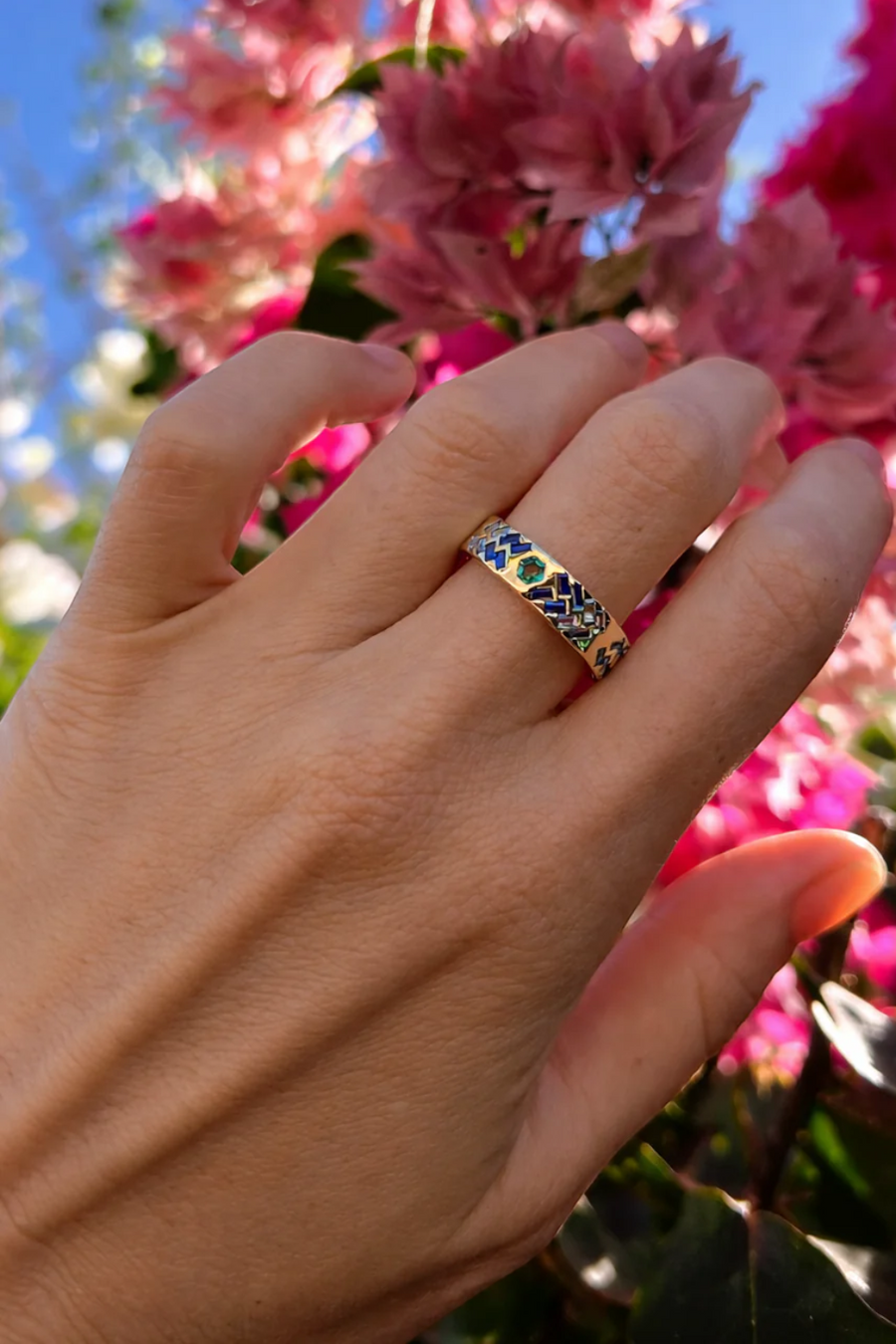 Native Gem Sunbeam Ring in Oceans – back view