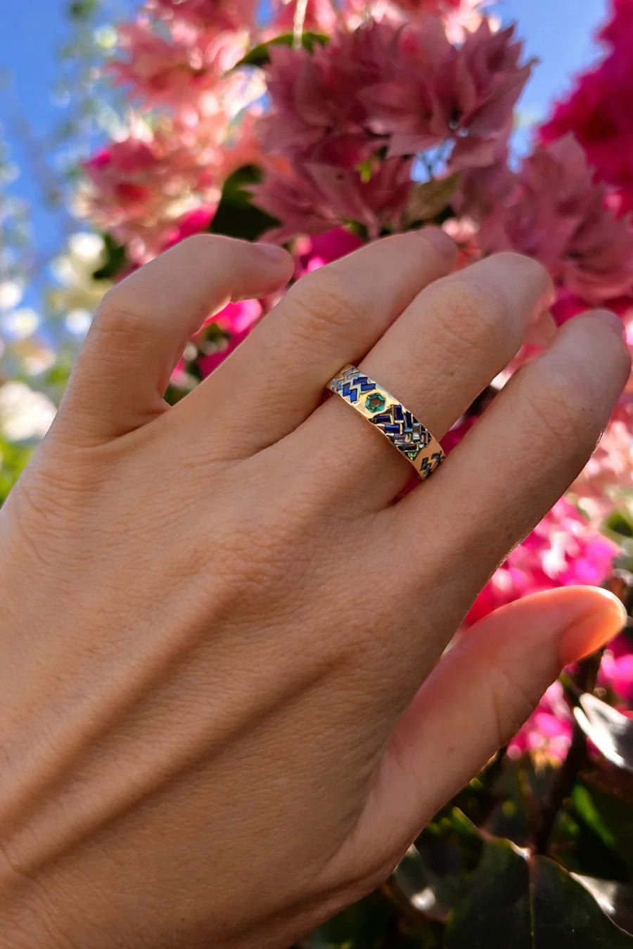 Native Gem Sunbeam Ring in Oceans – back view