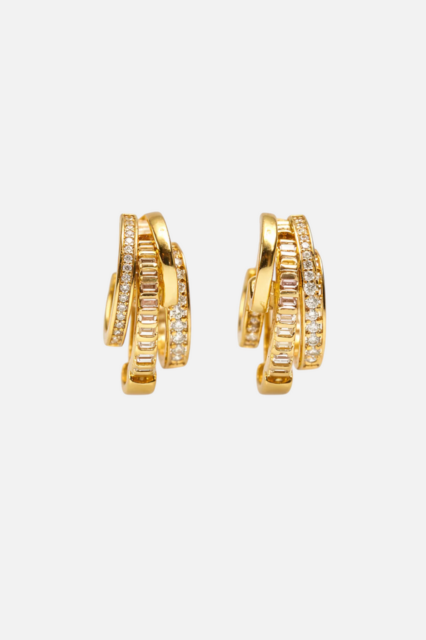 Native Gem Triple Threat Huggies Earrings in Gold