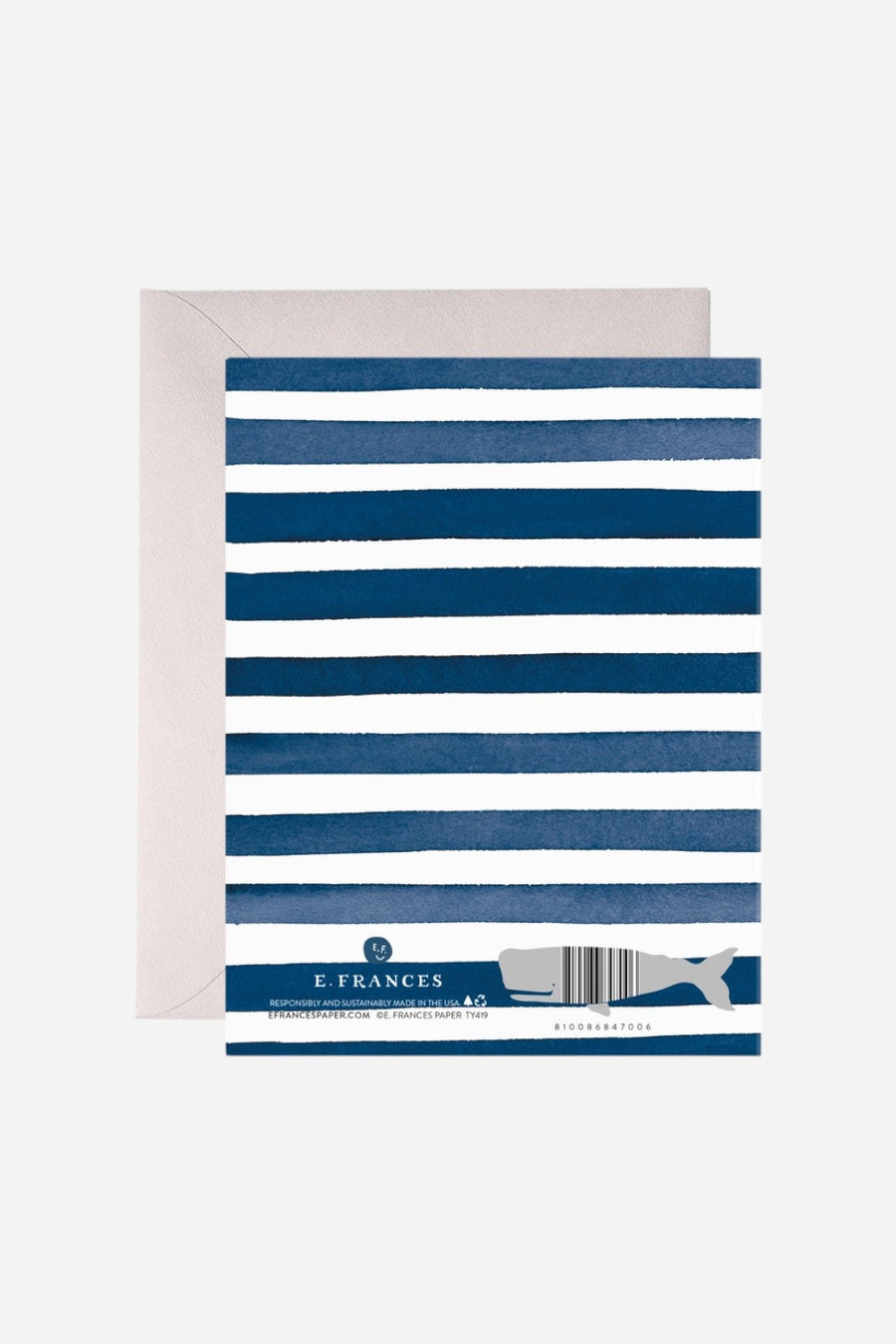 Navy Stripes Thank You Greeting Card – Classic & Elegant – back view