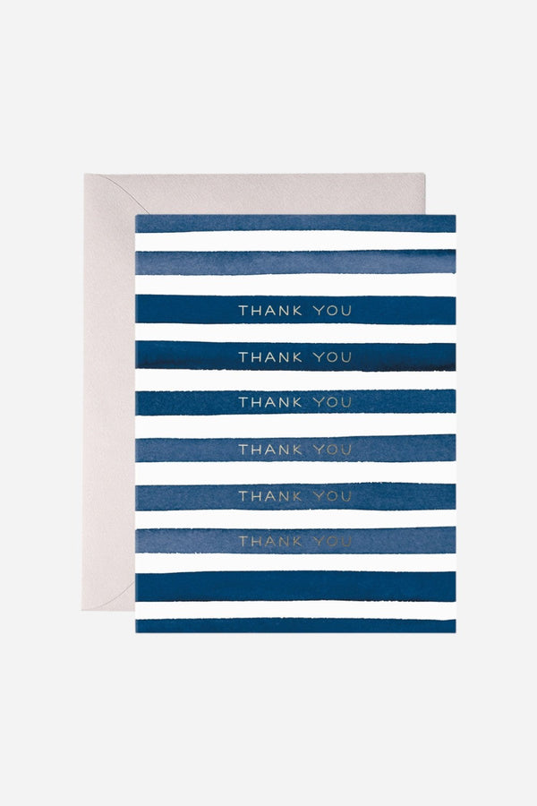 Navy Stripes Thank You Greeting Card – Classic & Elegant