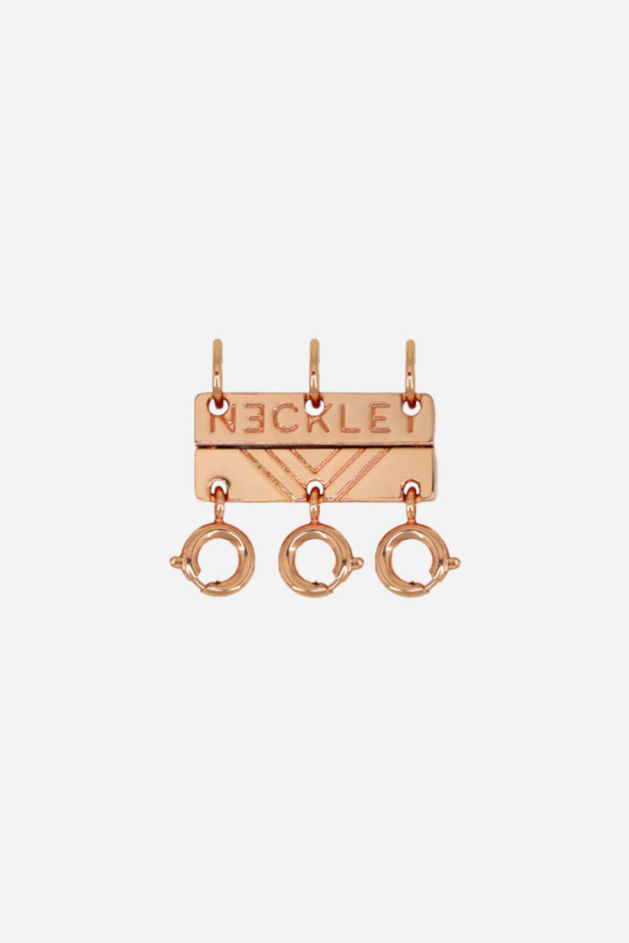 Necklet Stainless Steel Rose Gold Triple Layering Clasp – front view