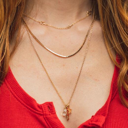 Necklet Stainless Steel Rose Gold Triple Layering Clasp – side view