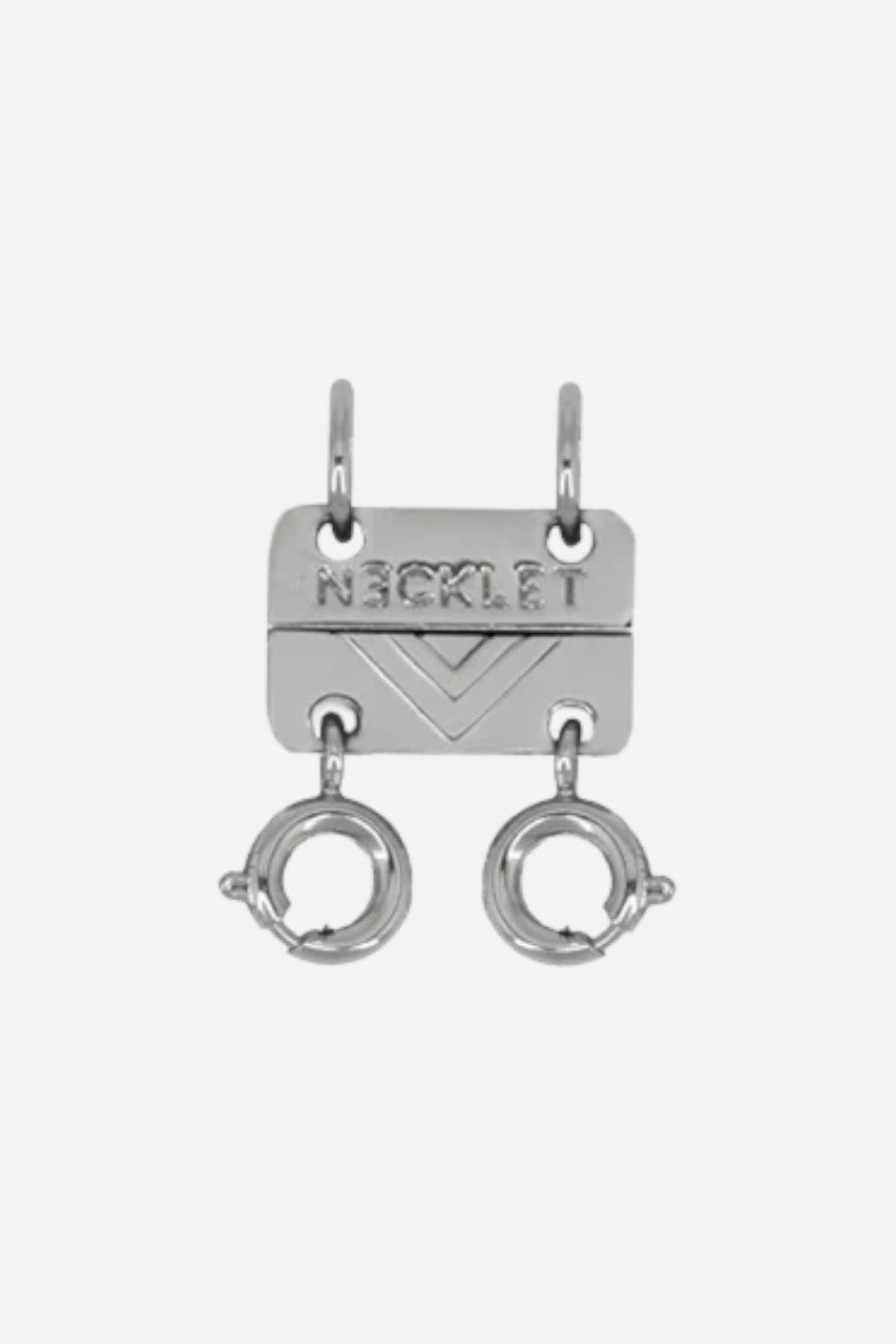 Necklet Stainless Steel White Gold Double Layering Clasp – front view