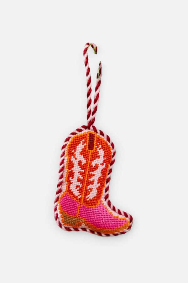 Needlepoint Cowboy Boot Ornament