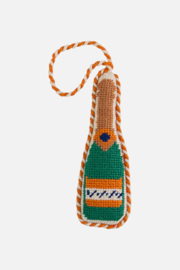 Needlepoint Icon Champagne Bottle Ornament