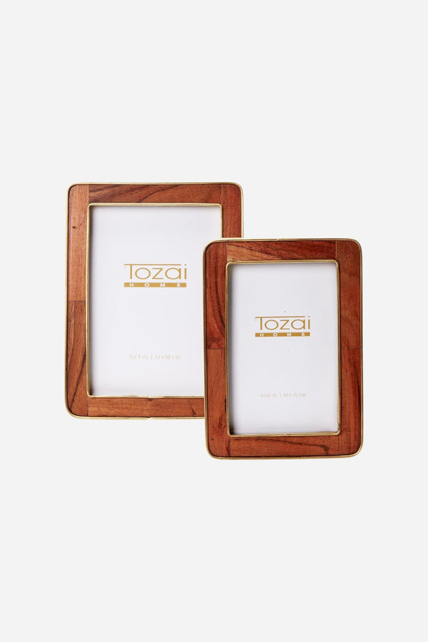 Nelson Rounded Edge Wood Photo Frame with Brass Edge