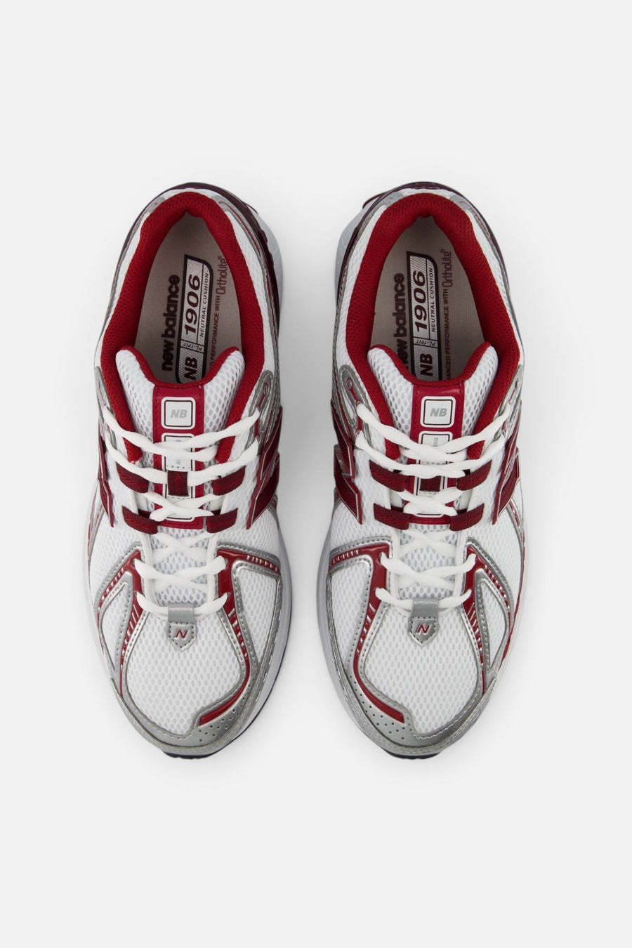 New Balance Unisex 1906 Sneaker in White and Podium Red – side view