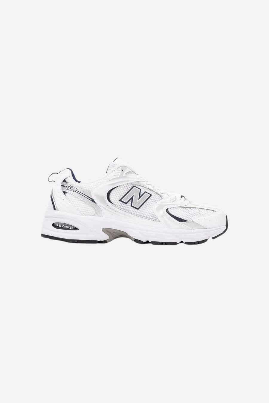 New Balance Unisex 530 Sneaker in White and Indigo Blue – back view