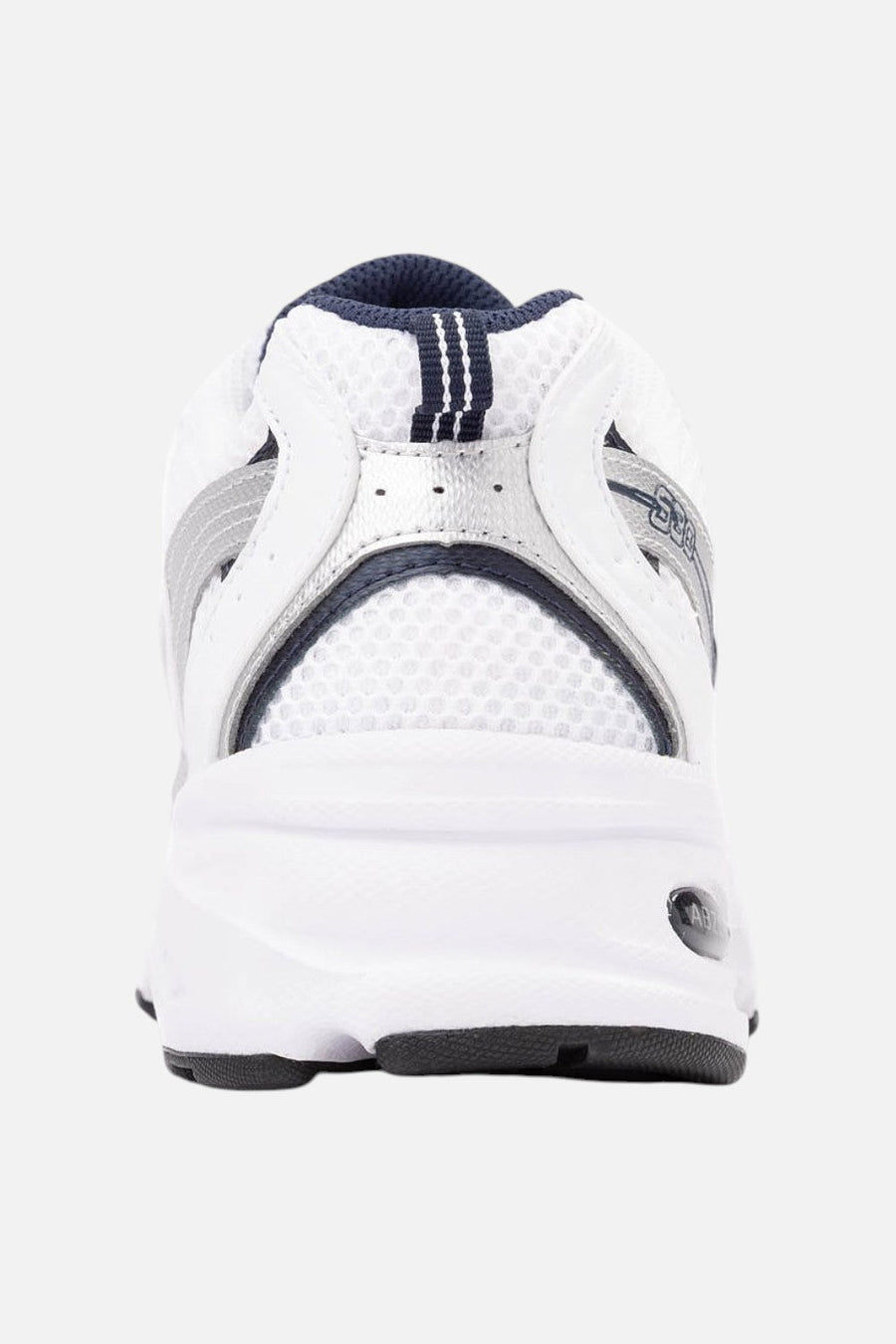 New Balance Unisex 530 Sneaker in White and Indigo Blue – side view