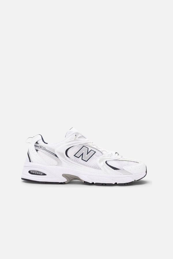 New Balance Unisex 530 Sneaker in White and Indigo Blue