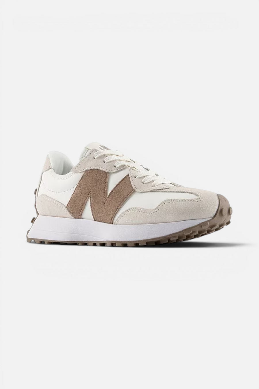 New Balance Women's 327 Lifestyle Sneakers in Linen, Sea Salt and Mushroom – front view