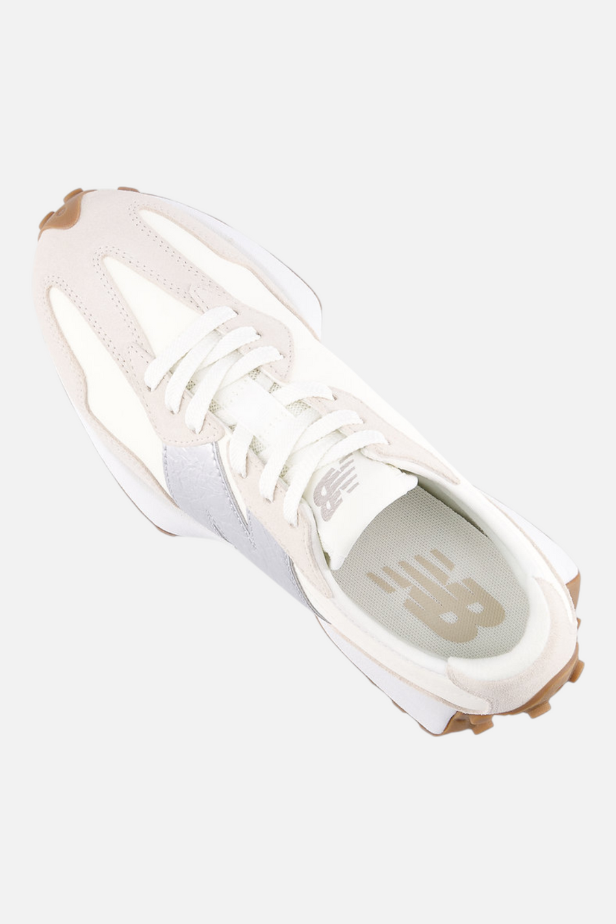 New Balance Women's 327 Sneaker in Angora & Silver Metallic – detail