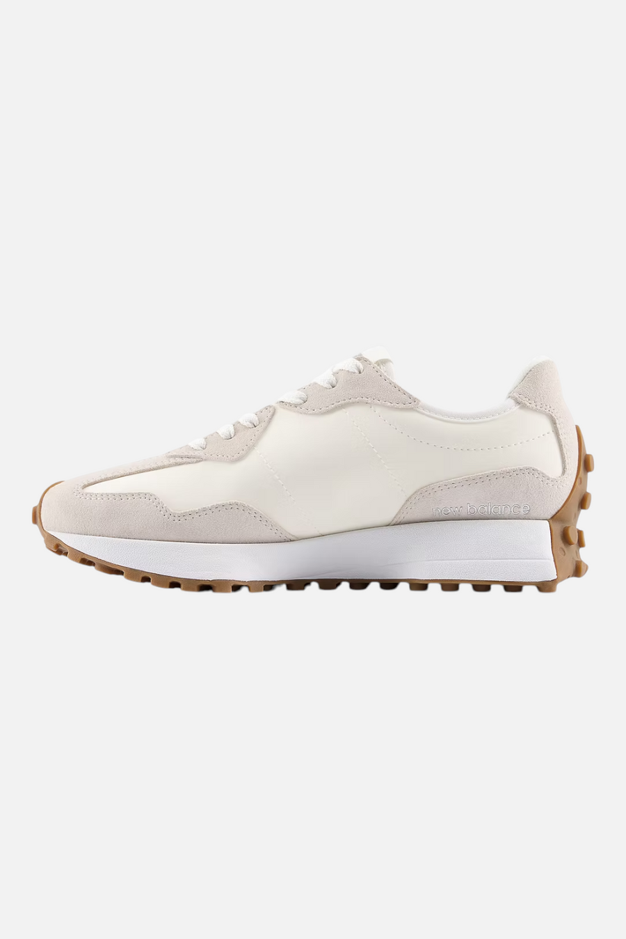 New Balance Women's 327 Sneaker in Angora & Silver Metallic – side view