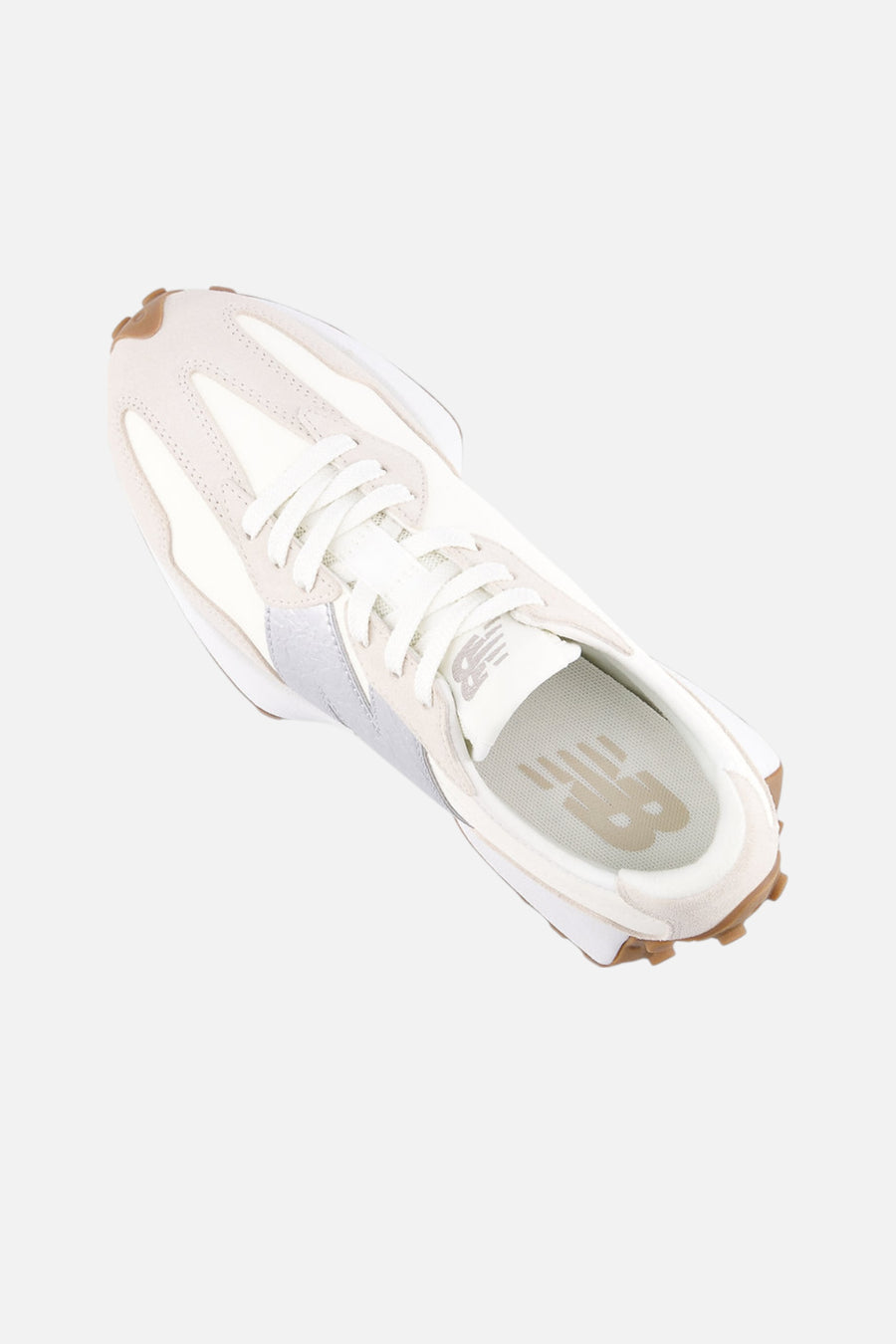 New Balance Women's 327 Sneaker in Angora & Silver Metallic – side view
