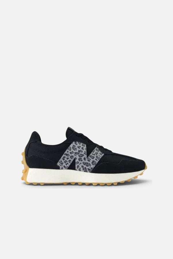 New Balance Women's 327 Sneaker in Black Leopard