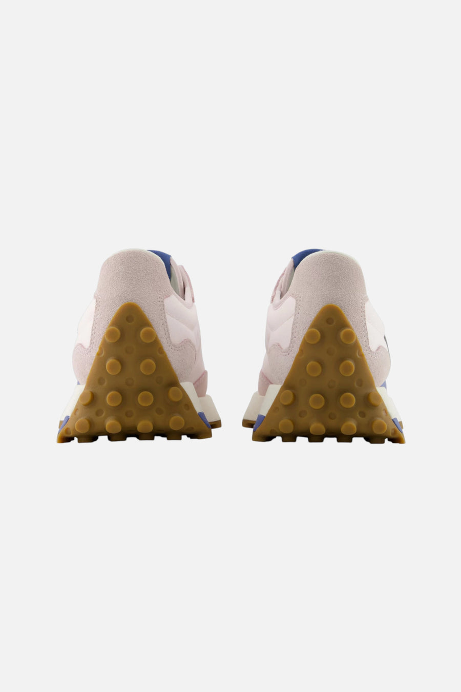 New Balance Women's 327 Sneaker in Pink Salt & Fairweather Blue – back view