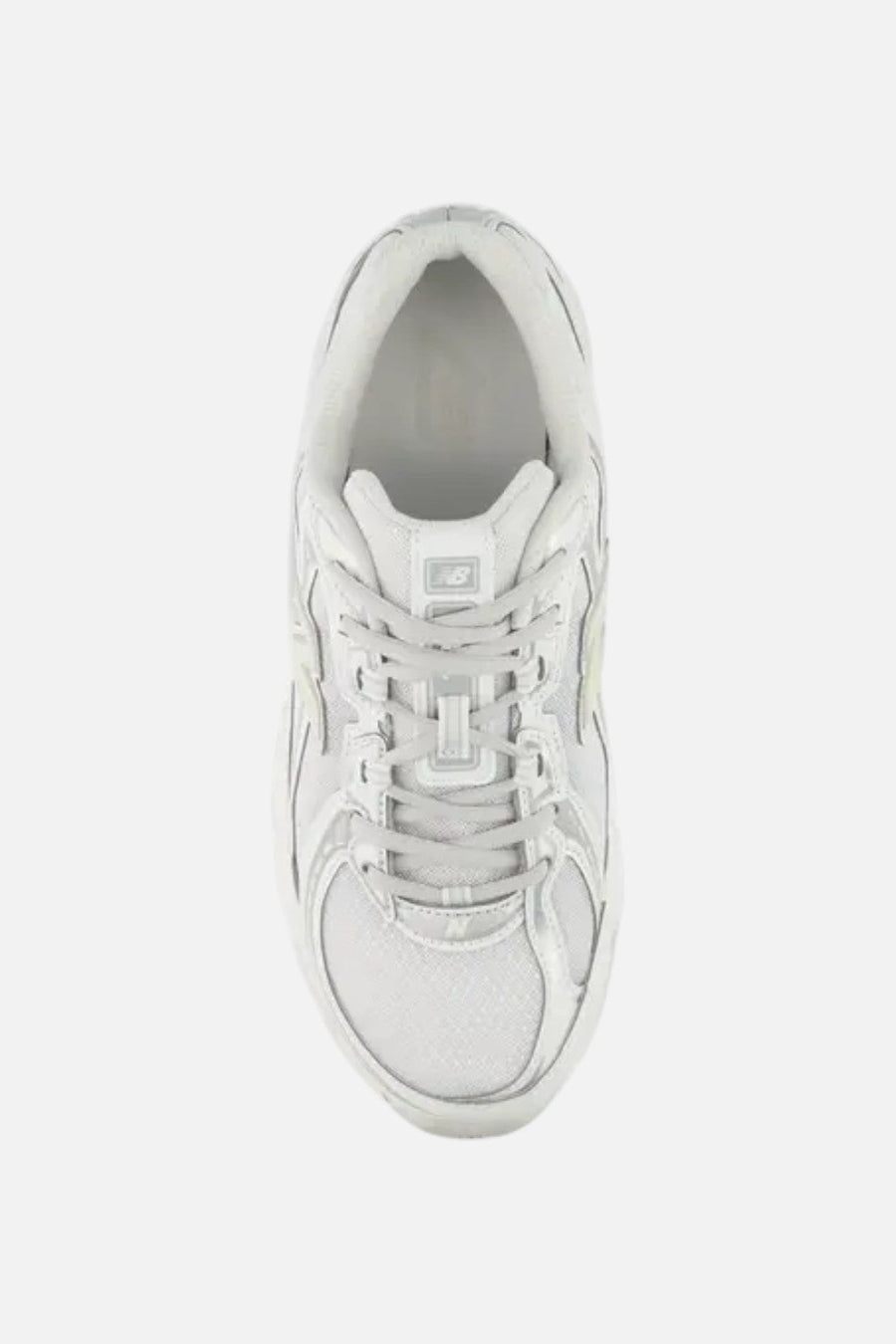 New Balance Women's 740 Sneaker in White, Silver Metallic, and Light Green – alternate