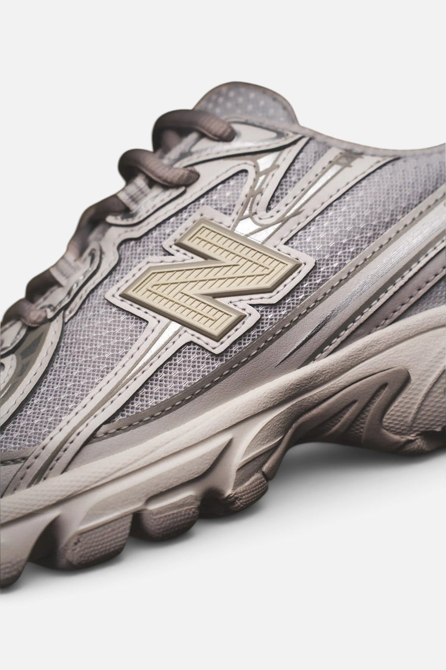 New Balance Women's 740 Sneaker in White, Silver Metallic, and Light Green – side view