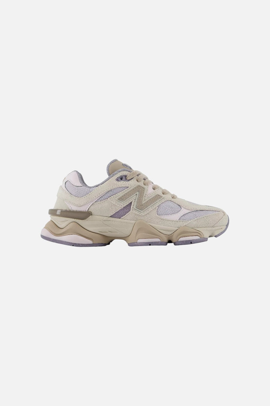 New Balance Women's 9060 Sneaker in Timberwolf and Driftwood – back view