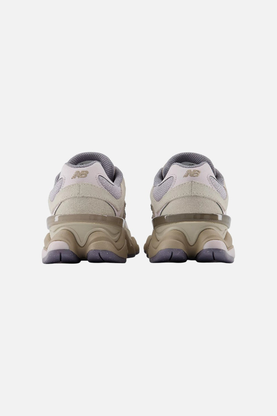 New Balance Women's 9060 Sneaker in Timberwolf and Driftwood – flat lay