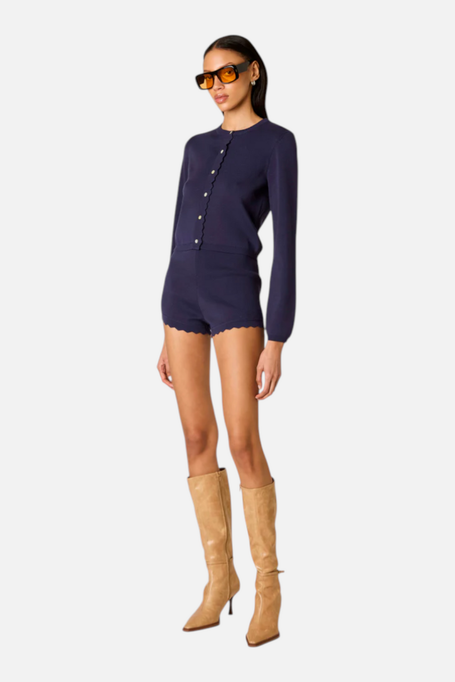 NIA Women's Mazzy Knit Short in Navy – back view