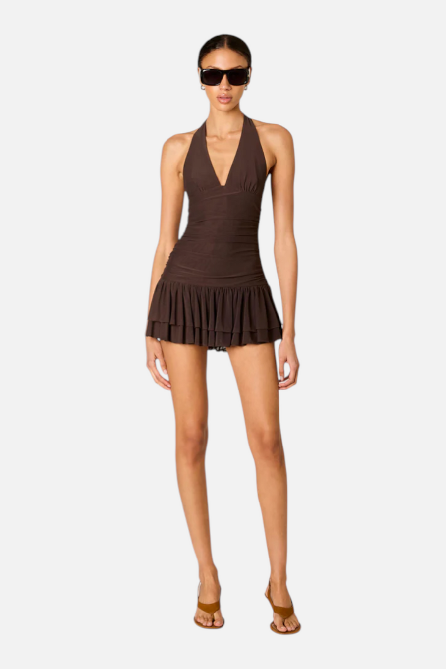 NIA Women's Vermont Dress in Coffee – front view