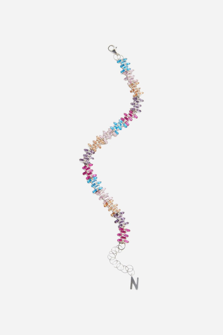 Nickho Rey Carrie Bracelet in Silver with Multi Color Stones – front view